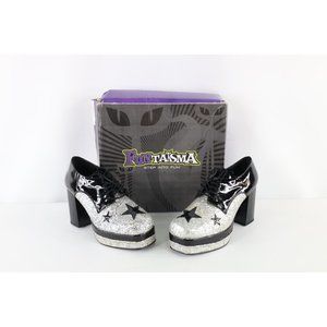 NOS Vintage Y2K Womens XL Size 14 Glitter Star Chunky Platform Heeled Shoes